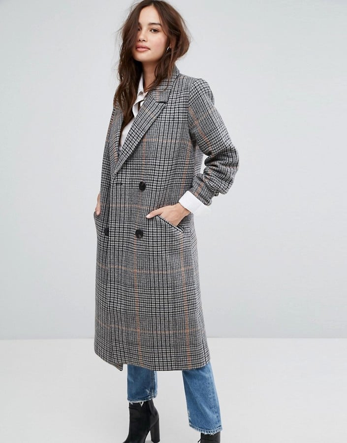 double breasted check coat