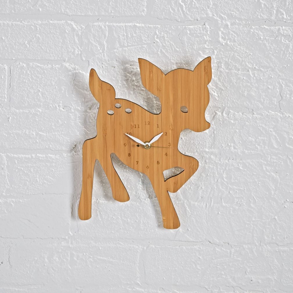 Fawn on Forest Time Wall Clock