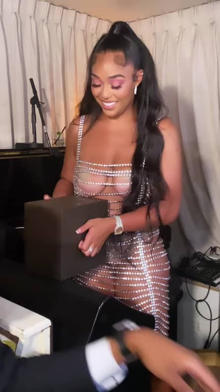Jordyn Woods celebrates birthday in barely-there dress