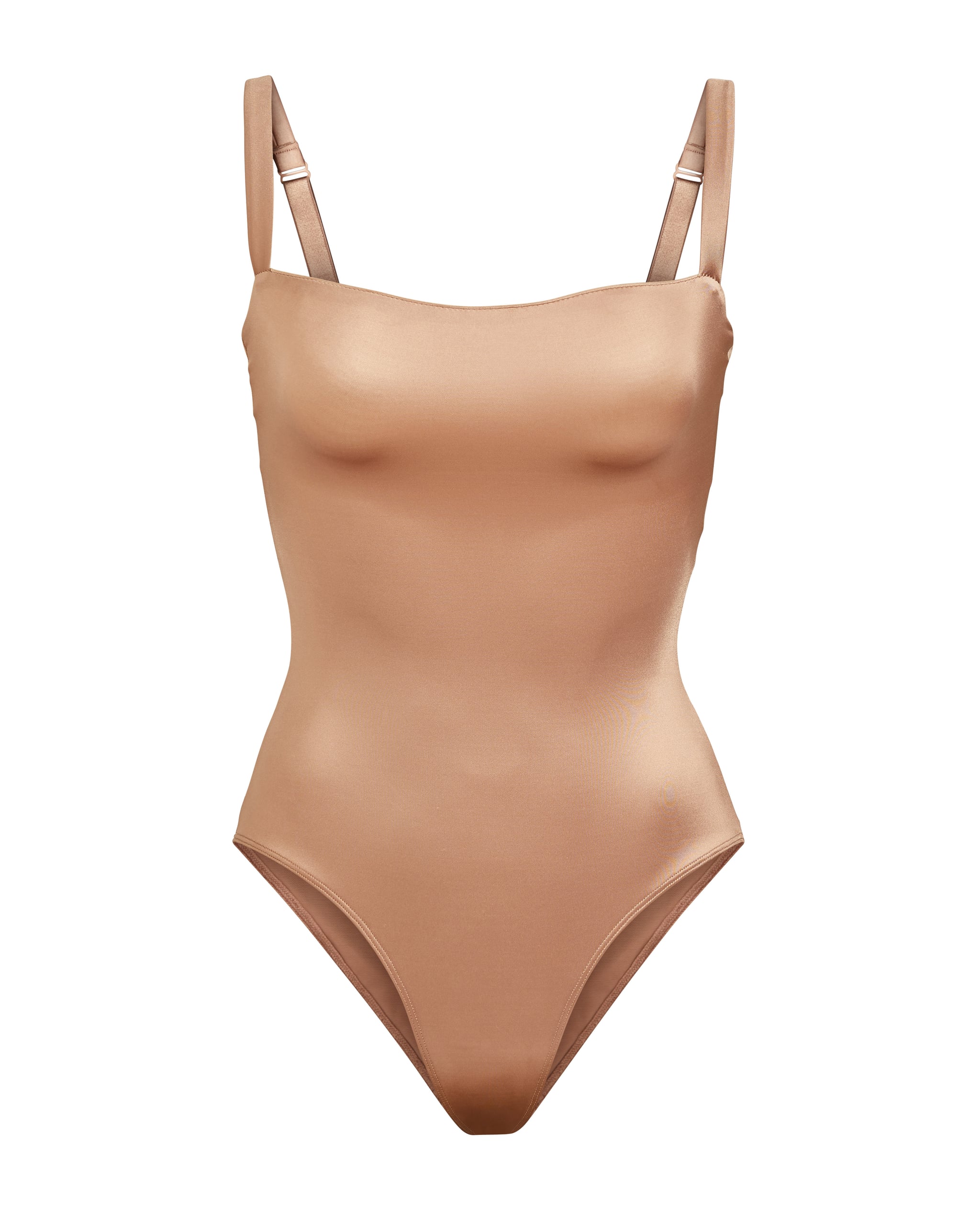 SKIMS Stretch Satin Smoothing Bodysuit in Desert Clay, SKIMS Is Launching  a Sexy Stretch Satin Lingerie Line Just in Time For Valentine's Day