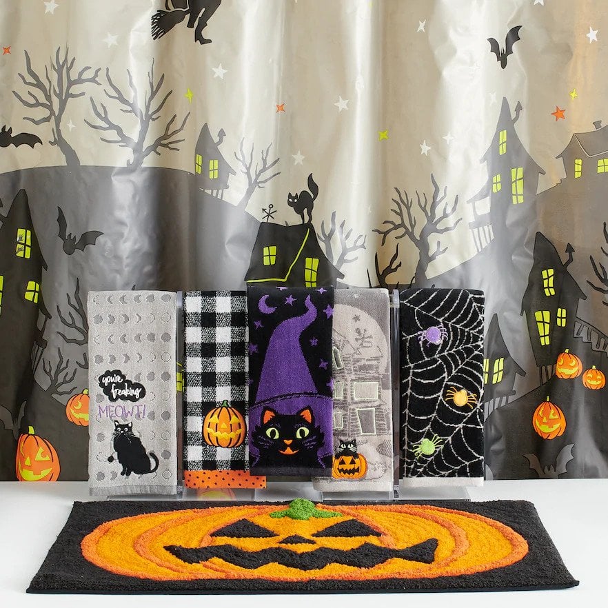 Celebrate Halloween Together Glow in the Dark Scenic Shower Curtain