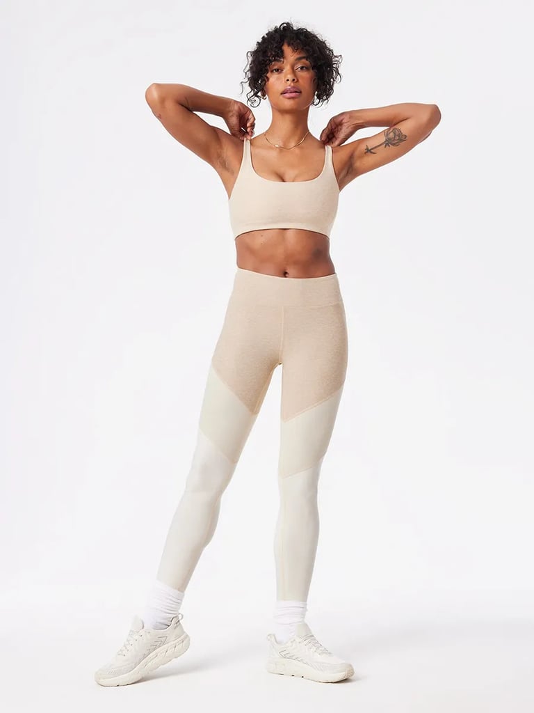 A Neutral Set: Outdoor Voices Double Time Bra and Springs 7/8 Leggings