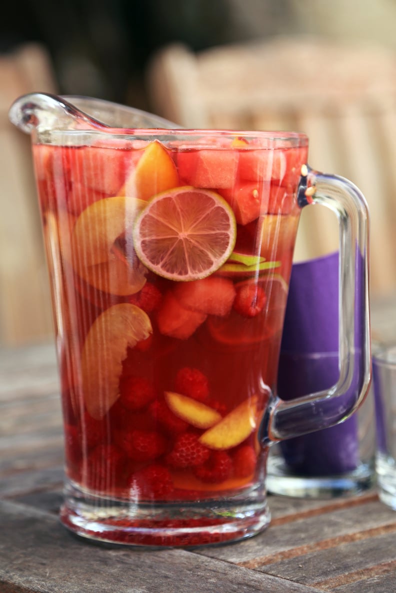 Watermelon, Peach, and Raspberry Rosé Sangria