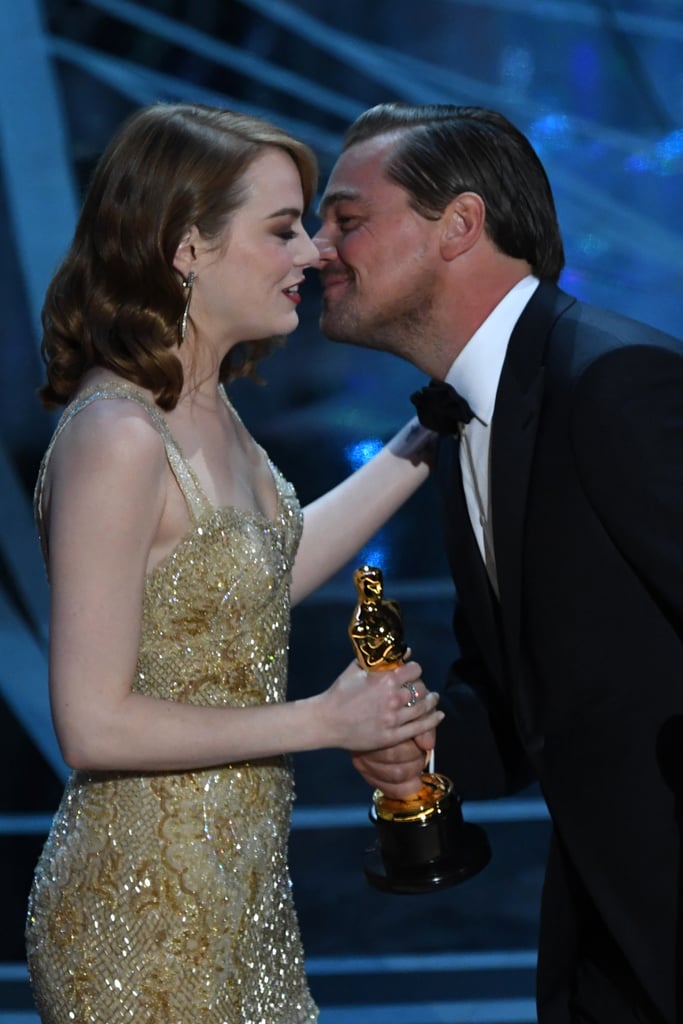 Emma Stone and Leonardo DiCaprio at the 2017 Oscars