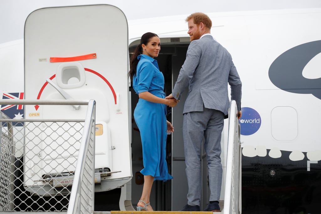 Meghan Markle Blue Veronica Beard Dress in Tonga 2018