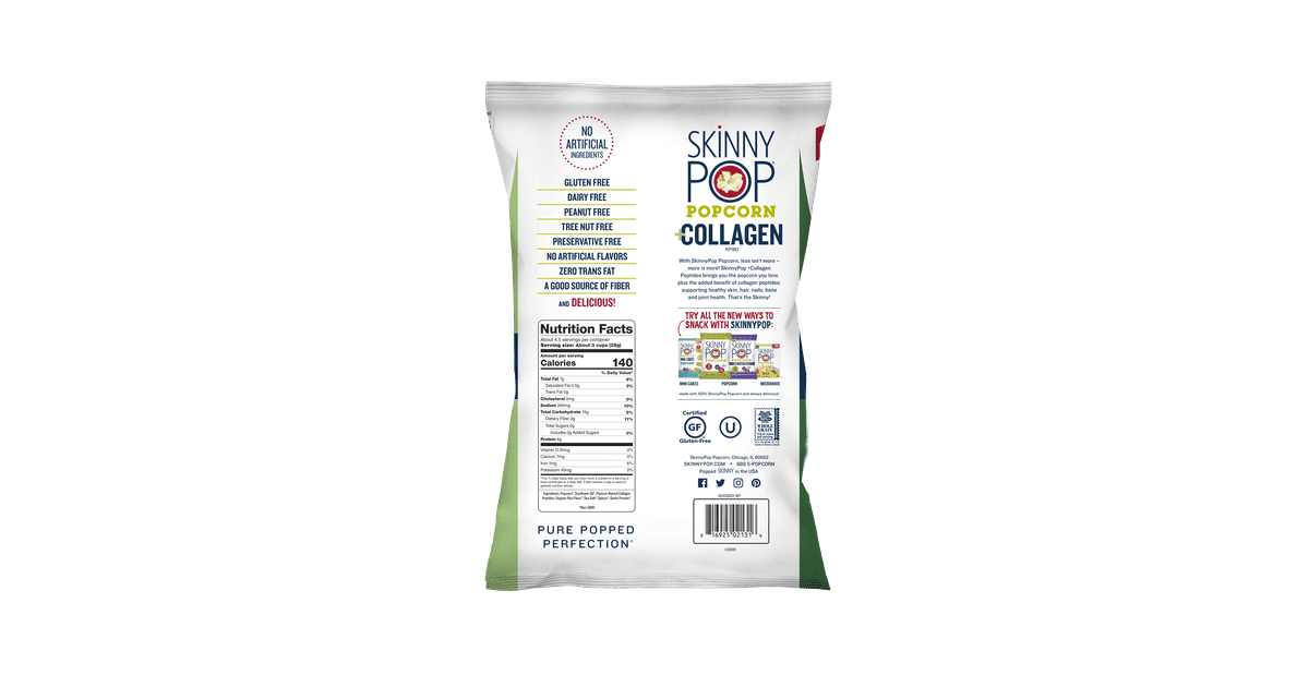 SkinnyPop Popcorn +Collagen Nutrition Facts SkinnyPop Releases New