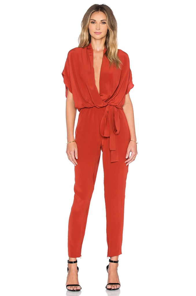 L'Agence Olivia Silk Surplice Jumpsuit, Harissa (495) Silk Jumpsuits