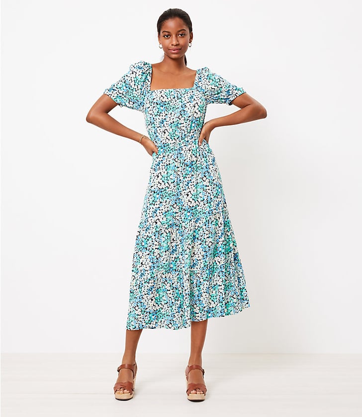 Loft Floral Square Neck Midi Dress | What to Wear on Easter Sunday 2021 ...