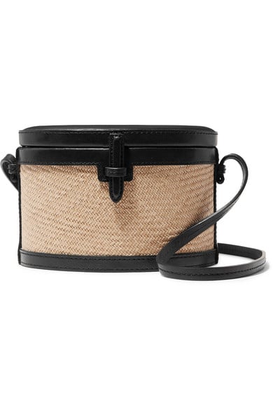 Hunting Season Trunk Mini Raffia and Leather Shoulder Bag