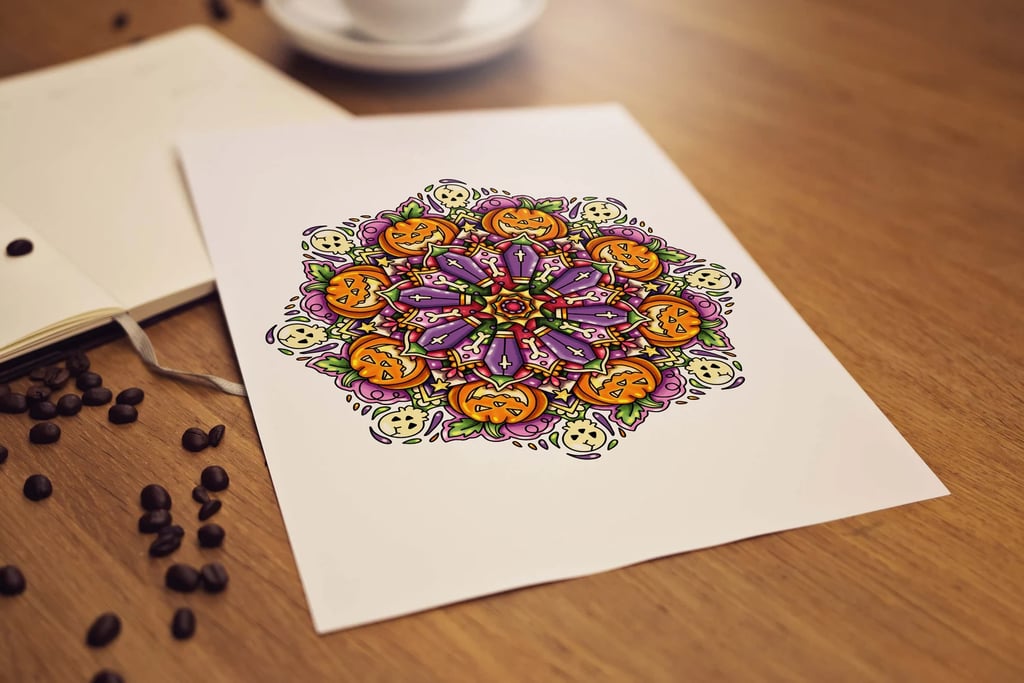 Halloween Coloring Pages For Adults With Mandala Designs