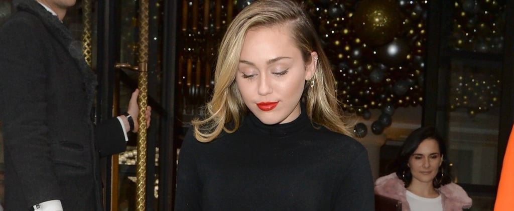 Miley Cyrus Wearing All Black With Gucci Pants in London