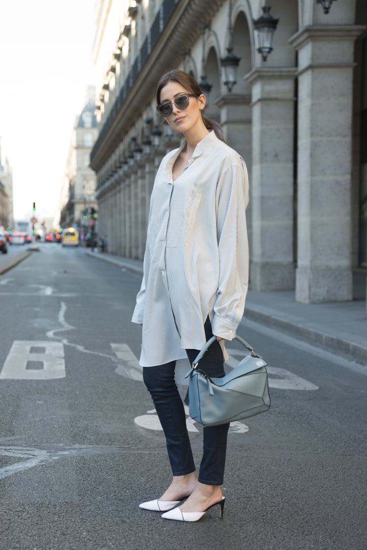 An Oversize Silk Top Feels More Sophisticated With Leggings and Pumps | The  Fashion Girl's Guide to Wearing Leggings to Work | POPSUGAR Fashion Photo 18