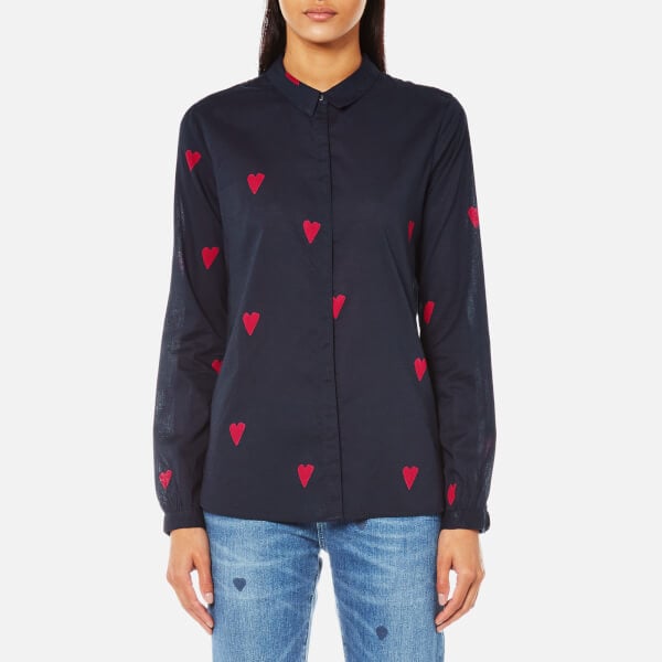 Maison Scotch Basic Shirt in Heart Print Navy