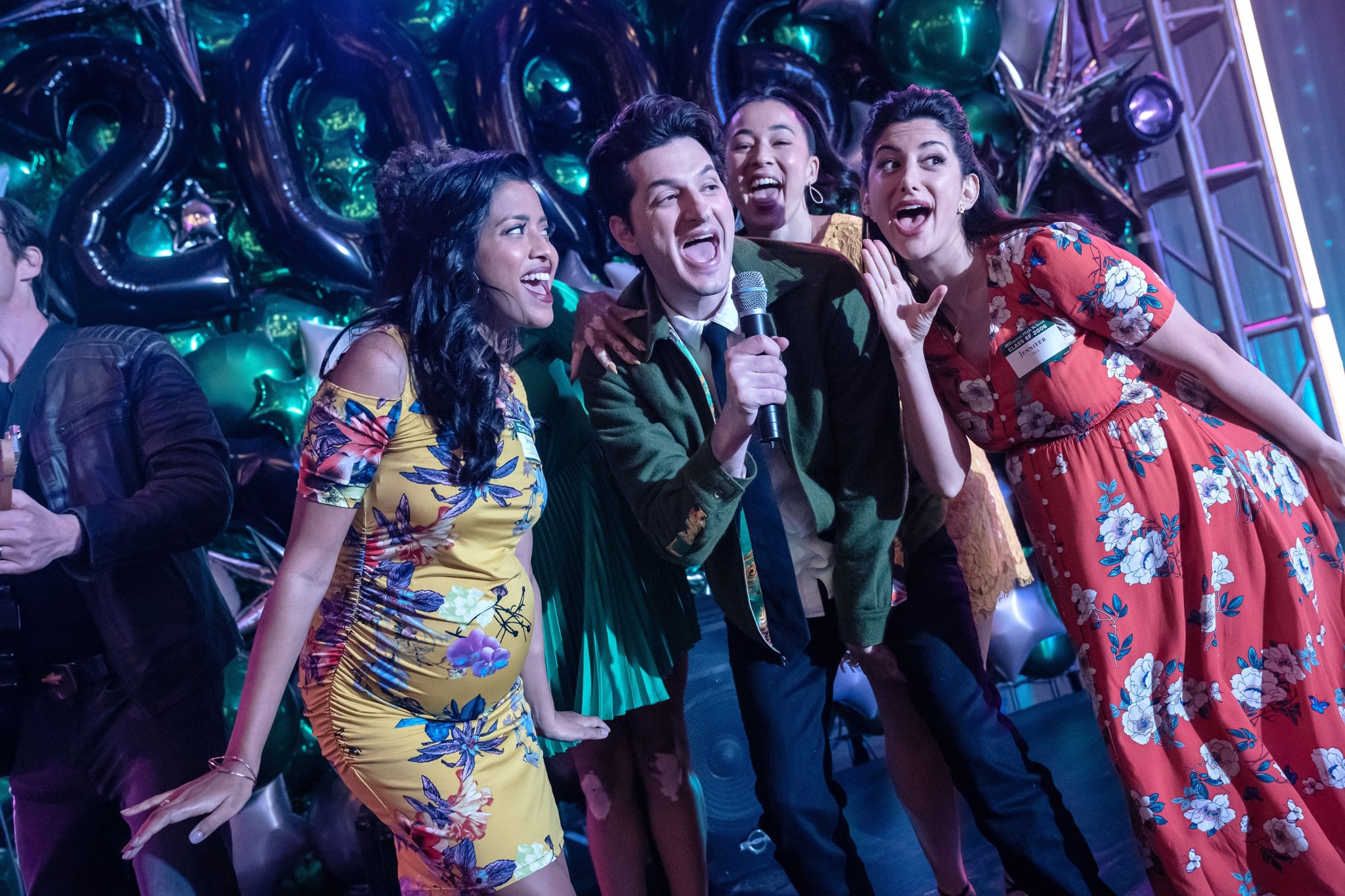 THE AFTERPARTY, front, from left: Tiya Sircar, Ben Schwartz, Ayden Mayeri, Yasper', (Season 1, ep. 103, aired Jan. 28, 2022). photo Apple TV+ / Courtesy Everett Collection