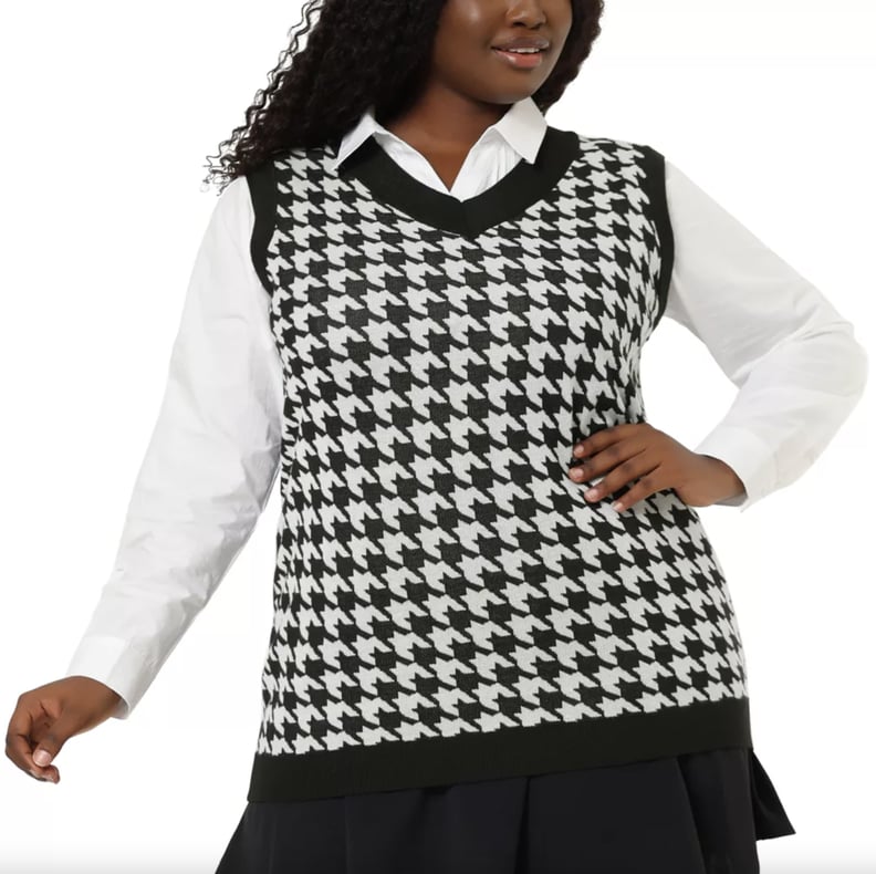 Agnes Orinda Houndstooth V Neck Vest