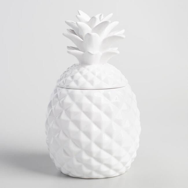 White Pineapple Ceramic Cookie Jar