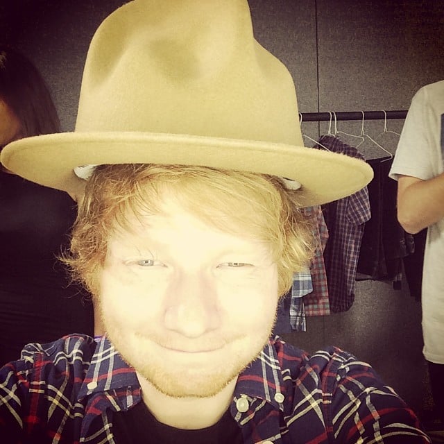Ed Sheeran said he "stole'd a hat" on Saturday. 
Source: Instagram user teddysphotos