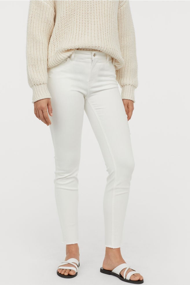 H&M Cropped Twill Pants in White