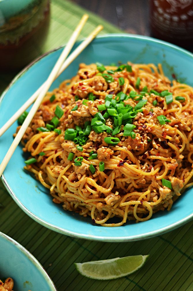 Spicy Sesame Chile Noodles With Chicken