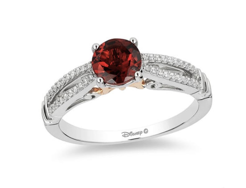 Enchanted Snow White Garnet and Diamond Promise Ring