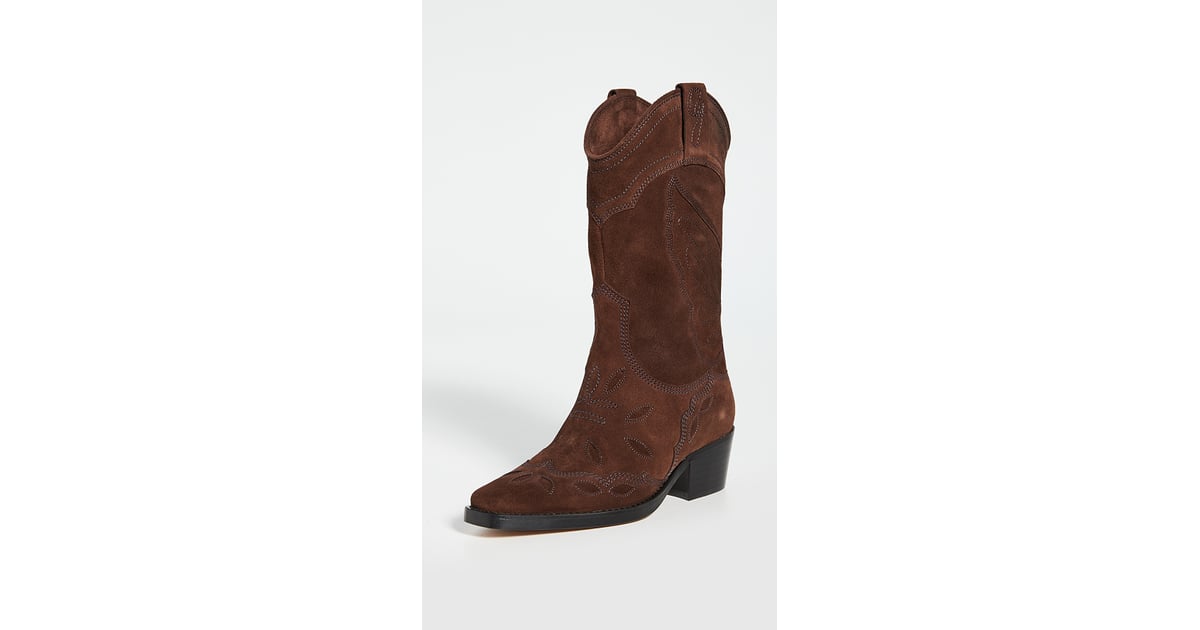 ganni red cowboy boots