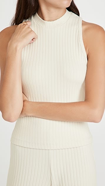 Vince Ribbed High Neck Tank