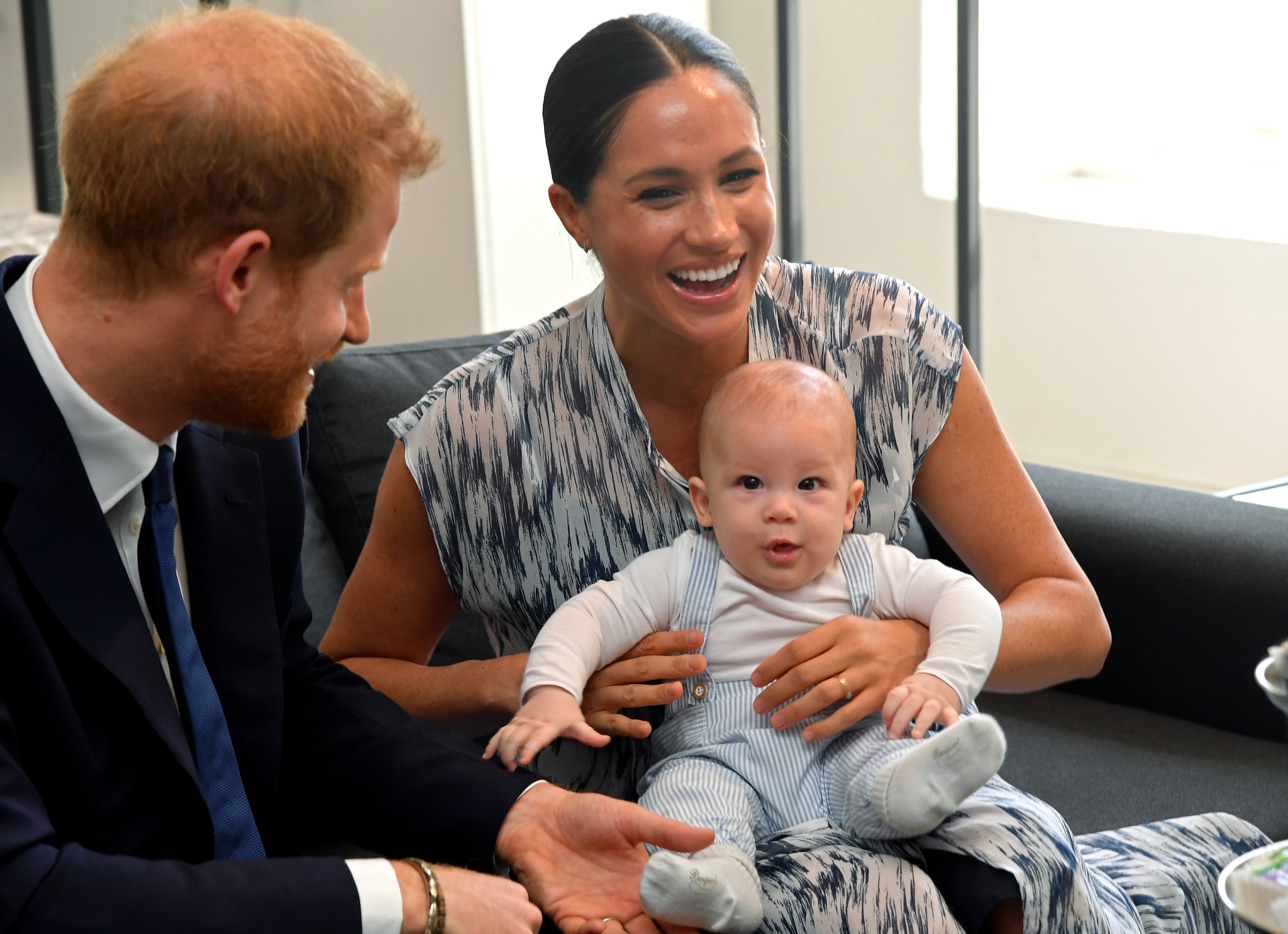 Britain's Prince Harry and his wife Meghan, Duchess of Sussex, holding their son Archie, meet Archbishop Desmond Tutu at the Desmond & Leah Tutu Legacy Foundation in Cape Town, South Africa, September 25, 2019. REUTERS/Toby Melville/Pool