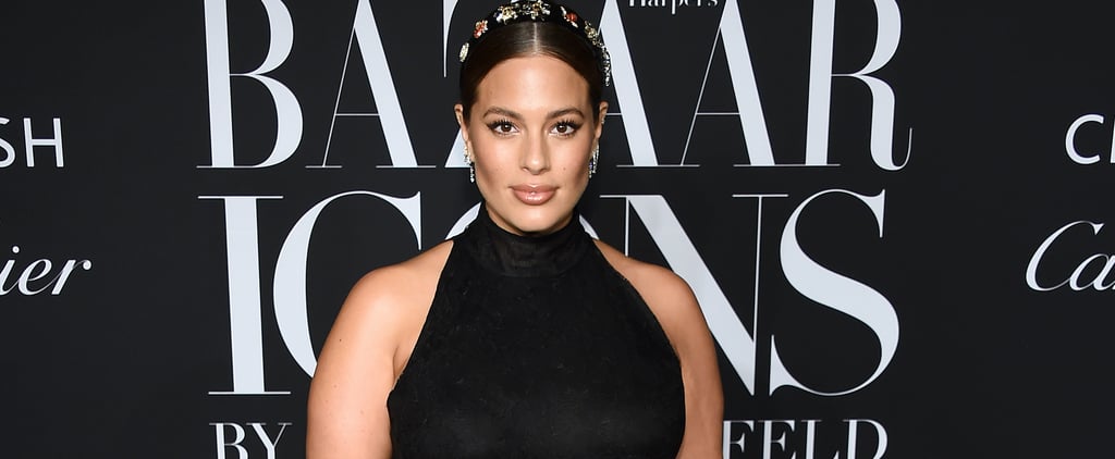 Ashley Graham Pregnant in Black Feather Dress By 16Arlington