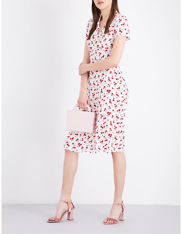HVN Morgan Cherry-Print Silk-Satin Dress