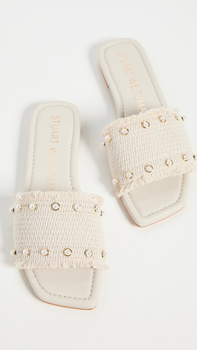 Embellished Sandals: Stuart Weitzman Pearl Slide Sandals