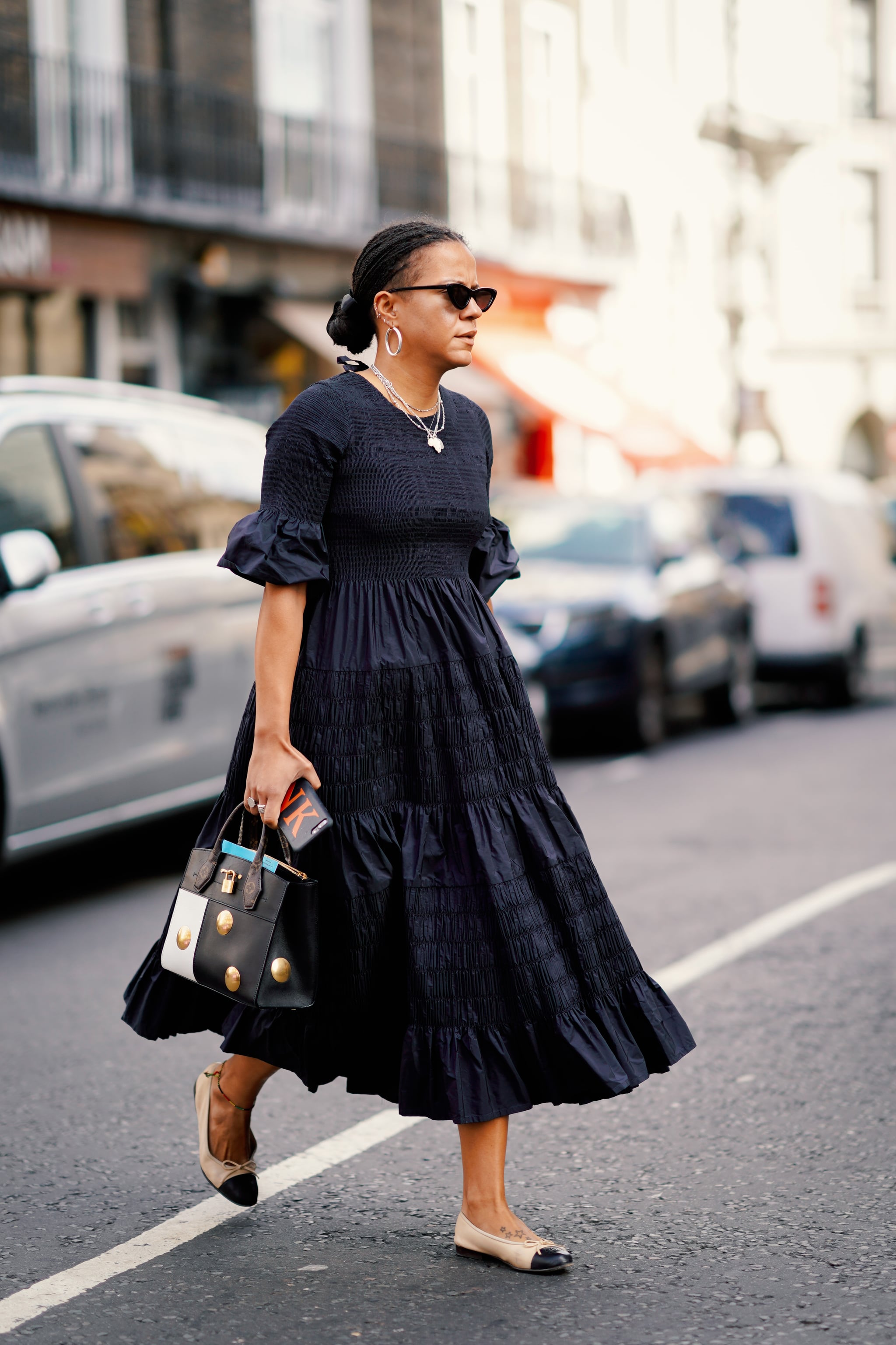 Style It With Classic Ballet Flats | 28 Outfit Ideas That'll Make You  Believe Midi Dresses Are a Fall Staple | POPSUGAR Fashion Photo 19