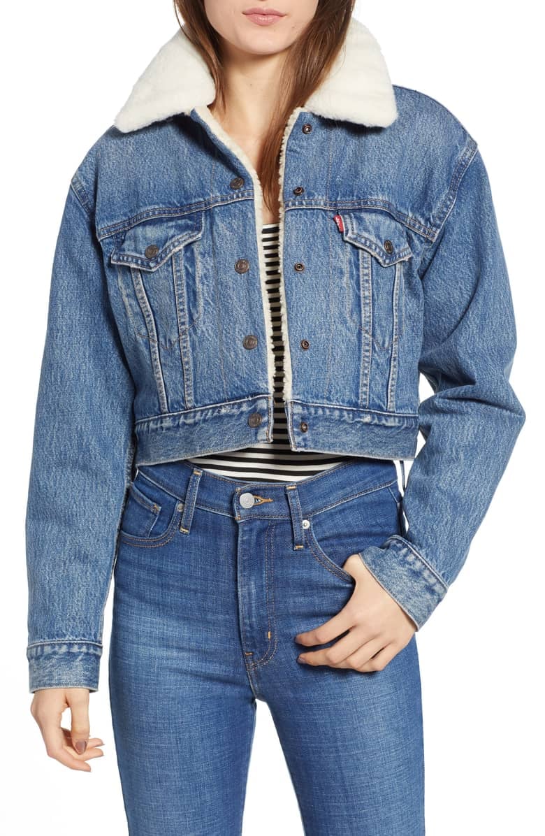 Levi's Faux Fur Lined Crop Trucker Jacket