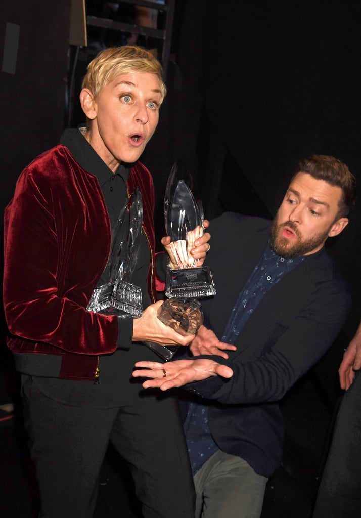 True to form, the BFFs joked around after Justin presented Ellen with an award in 2017.
