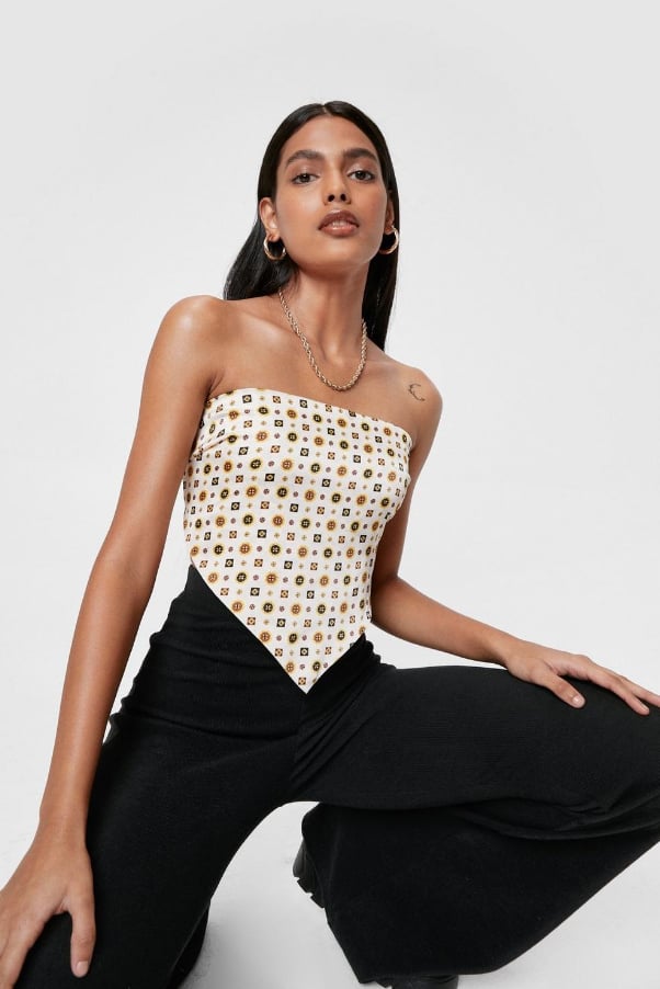 Nasty Gal Printed Bandana Satin Crop Top