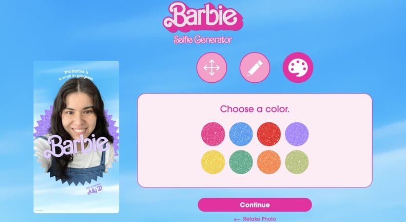 "Barbie" Selfie Generator Step 5: Choose Your Background Color