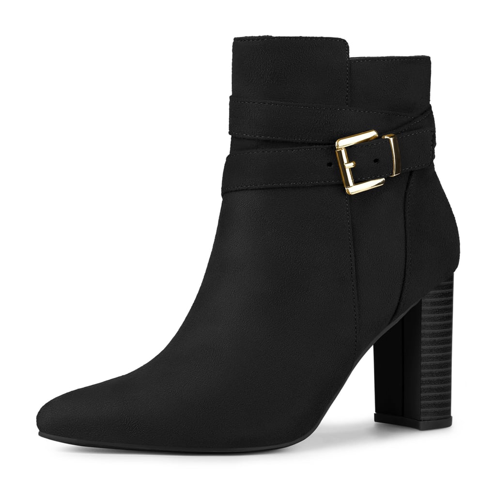 时尚的黑色靴子:爱兰歌娜K粗跟短靴