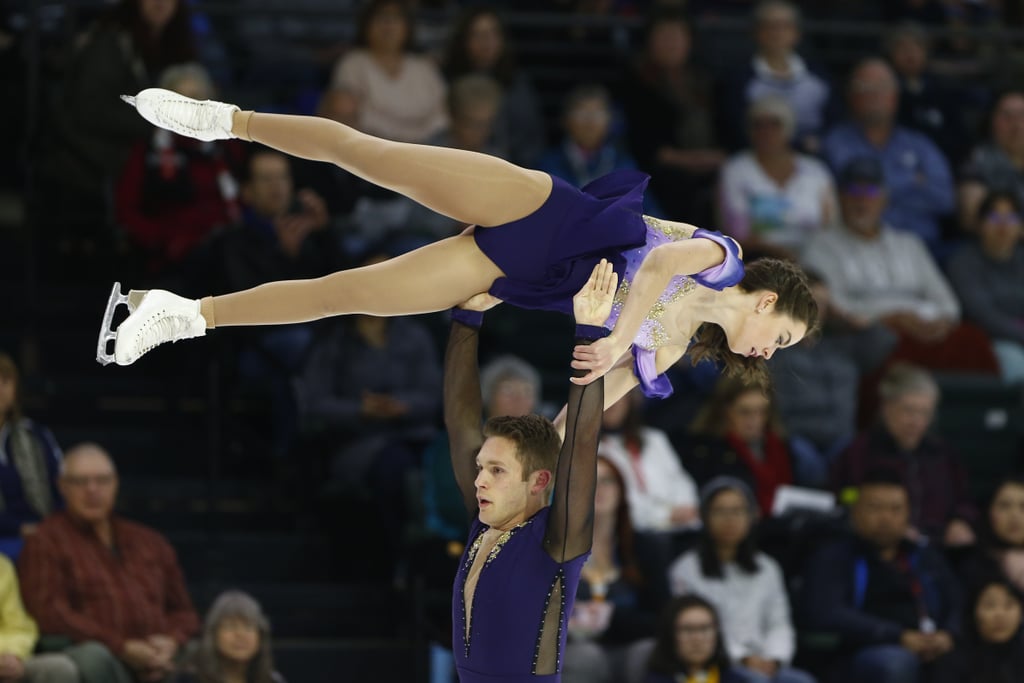 Evelyn Walsh and Trent Michaud at Skate America in 2018