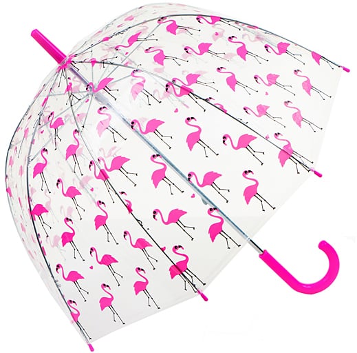 Transparent & Pink Flamingo Kids' Birdcage Umbrella