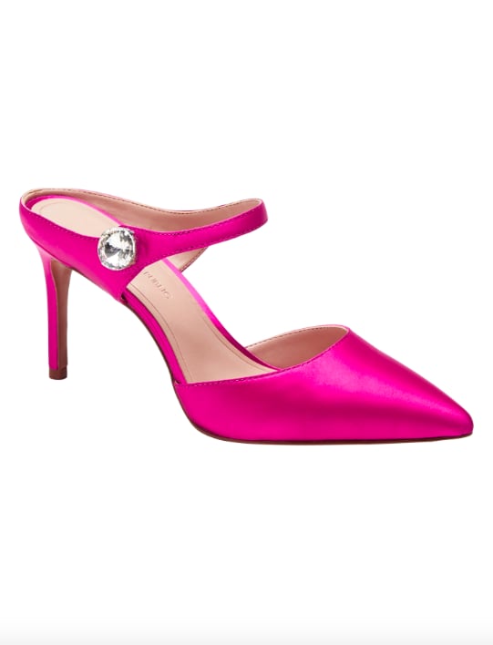 Satin Embellished High-Heel Mule Pump