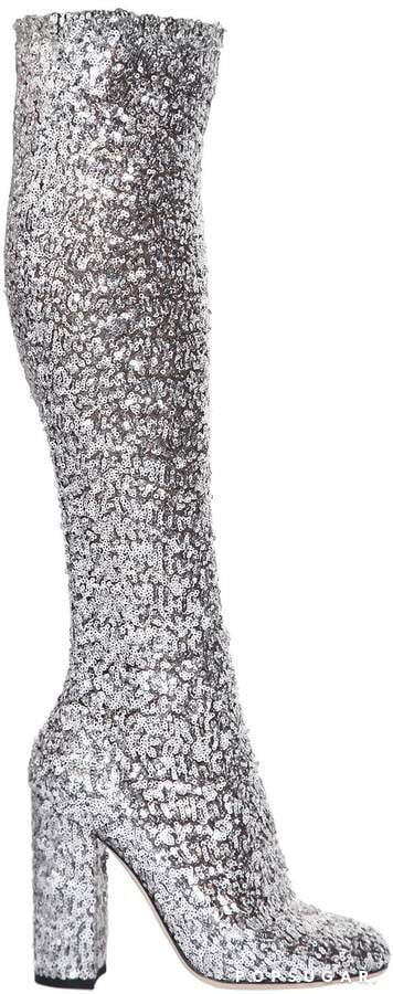 Dolce & Gabbana Stretch Sequins Over The Knee Boots