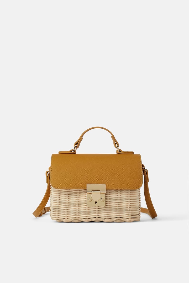 Zara Woven Mini Crossbody Bag With Flap