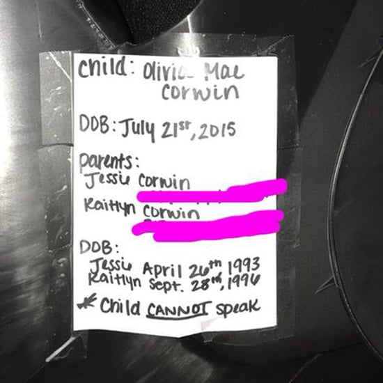 Child's Information on Car Seat Label in Case of Emergency