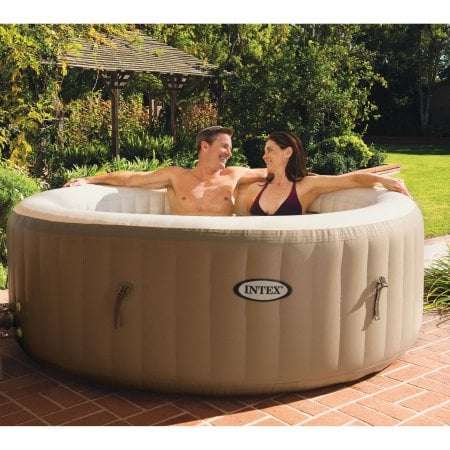 Intex 120 Bubble Jets Four-Person Round Portable Inflatable Hot Tub Spa