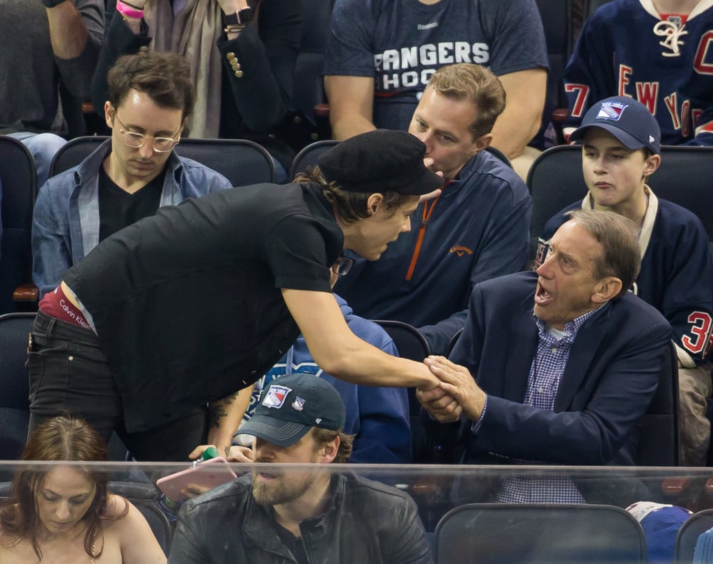 Harry Styles at New York Rangers Game April 2017 POPSUGAR Celebrity