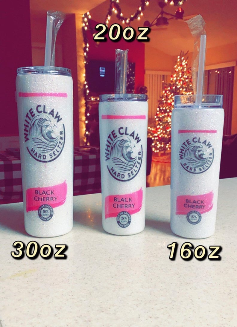 Custom Glitter White Claw-Inspired Tumbler