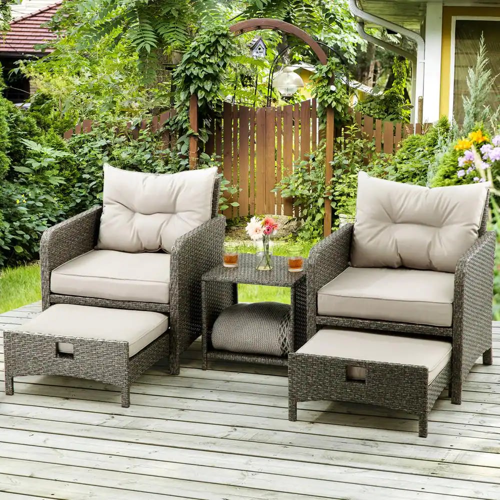 A Patio Set For Small Spaces: PamaPic 5-Pieces Wicker Patio Furniture Set