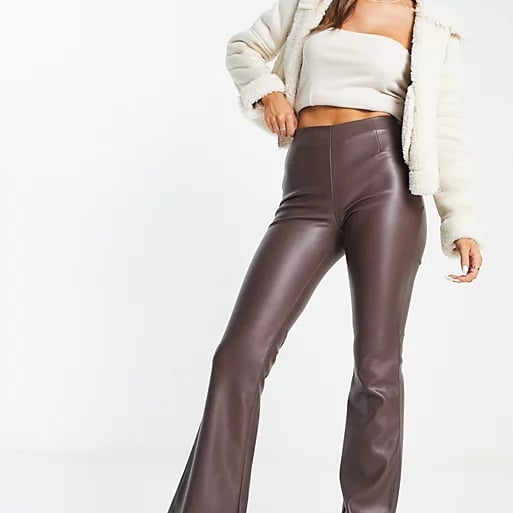 Faux Leather Flared Pants Style A2319