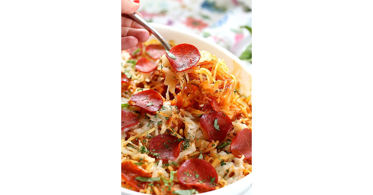 4Ingredient Spaghetti Squash Pepperoni Pizza Casserole LowCarb