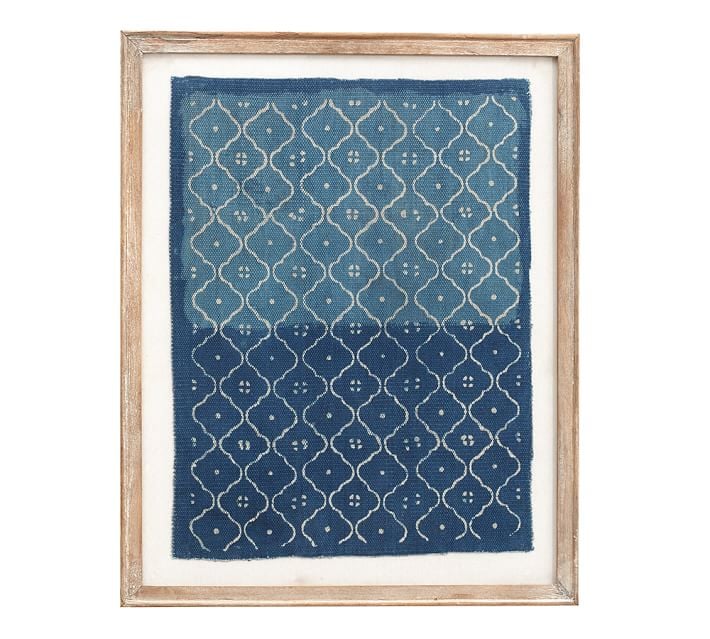 Framed Blue Textile Art