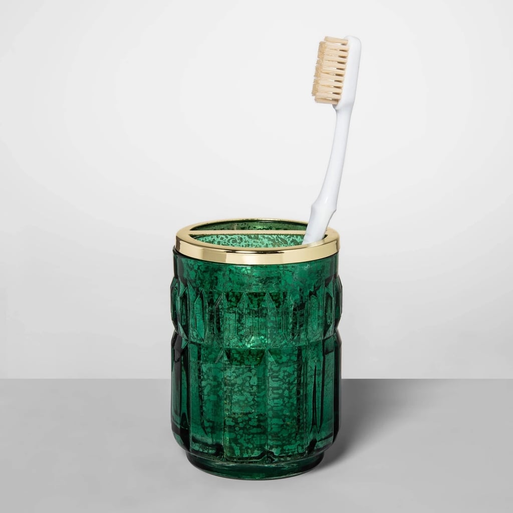 A Toothbrush Holder: Indo Chic Mercury Glass Toothbrush Holder in Green